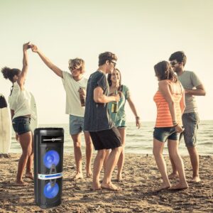 Φορητό Ασύρματο Ηχείο Bluetooth 120W RGB LED Τηλεχειριστήριο & Ασύρματο Μικρόφωνο Καραόκε V-TAC Μαύρο – 7734