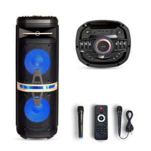 Φορητό Ασύρματο Ηχείο Bluetooth 120W RGB LED Τηλεχειριστήριο & Ασύρματο Μικρόφωνο Καραόκε V-TAC Μαύρο – 7734