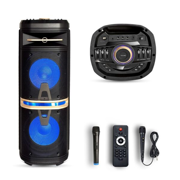 Φορητό Ασύρματο Ηχείο Bluetooth 120W RGB LED Τηλεχειριστήριο & Ασύρματο Μικρόφωνο Καραόκε V-TAC Μαύρο – 7734