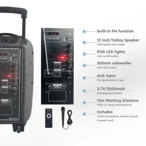 Φορητό Ασύρματο Ηχείο Bluetooth 15W με Μπαταρία 2200mAh RGB LED Τηλεχειριστήριο & Μικρόφωνο Καραόκε V-TAC Μαύρο – 7735