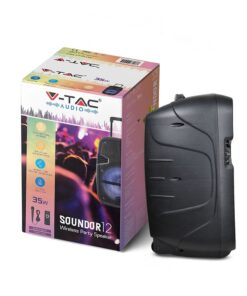 Φορητό Ασύρματο Ηχείο Bluetooth 15W με Μπαταρία 2200mAh RGB LED Τηλεχειριστήριο & Μικρόφωνο Καραόκε V-TAC Μαύρο – 7735