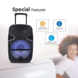 Φορητό Ασύρματο Ηχείο Bluetooth 15W με Μπαταρία 2200mAh RGB LED Τηλεχειριστήριο & Μικρόφωνο Καραόκε V-TAC Μαύρο – 7735