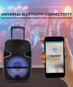 Φορητό Ασύρματο Ηχείο Bluetooth 15W με Μπαταρία 2200mAh RGB LED Τηλεχειριστήριο & Μικρόφωνο Καραόκε V-TAC Μαύρο – 7735