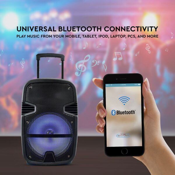 Φορητό Ασύρματο Ηχείο Bluetooth 15W με Μπαταρία 2200mAh RGB LED Τηλεχειριστήριο & Μικρόφωνο Καραόκε V-TAC Μαύρο – 7735