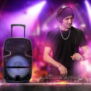 Φορητό Ασύρματο Ηχείο Bluetooth 15W με Μπαταρία 2200mAh RGB LED Τηλεχειριστήριο & Μικρόφωνο Καραόκε V-TAC Μαύρο – 7735