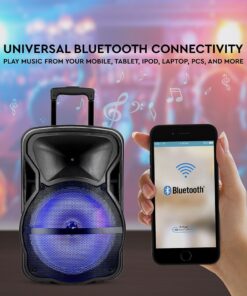Φορητό Ασύρματο Ηχείο Bluetooth 35W Μπαταρία 2200mAh RGB LED Τηλεχειριστήριο & Μικρόφωνο Καραόκε V-TAC Μαύρο – 7737