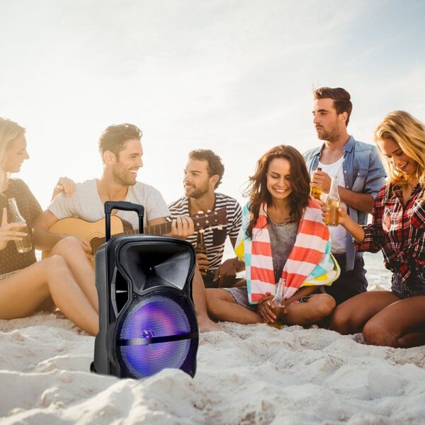 Φορητό Ασύρματο Ηχείο Bluetooth 35W Μπαταρία 2200mAh RGB LED Τηλεχειριστήριο & Μικρόφωνο Καραόκε V-TAC Μαύρο – 7737
