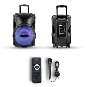 Φορητό Ασύρματο Ηχείο Bluetooth 35W Μπαταρία 2200mAh RGB LED Τηλεχειριστήριο & Μικρόφωνο Καραόκε V-TAC Μαύρο – 7737