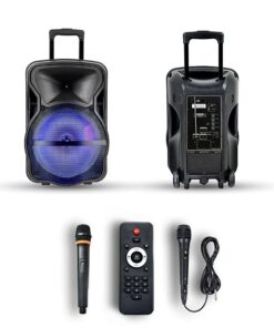 Φορητό Ασύρματο Ηχείο Bluetooth 50W Μπαταρία 2200mAh RGB LED Τηλεχειριστήριο & Ασύρματο Μικρόφωνο Καραόκε V-TAC Μαύρο – 7738