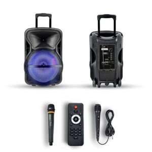 Φορητό Ασύρματο Ηχείο Bluetooth 50W Μπαταρία 2200mAh RGB LED Τηλεχειριστήριο & Ασύρματο Μικρόφωνο Καραόκε V-TAC Μαύρο – 7738