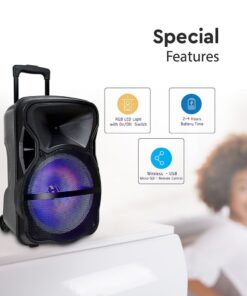 Φορητό Ασύρματο Ηχείο Bluetooth 50W Μπαταρία 2200mAh RGB LED Τηλεχειριστήριο & Ασύρματο Μικρόφωνο Καραόκε V-TAC Μαύρο – 7738