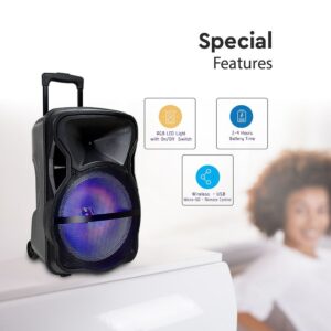 Φορητό Ασύρματο Ηχείο Bluetooth 50W Μπαταρία 2200mAh RGB LED Τηλεχειριστήριο & Ασύρματο Μικρόφωνο Καραόκε V-TAC Μαύρο – 7738