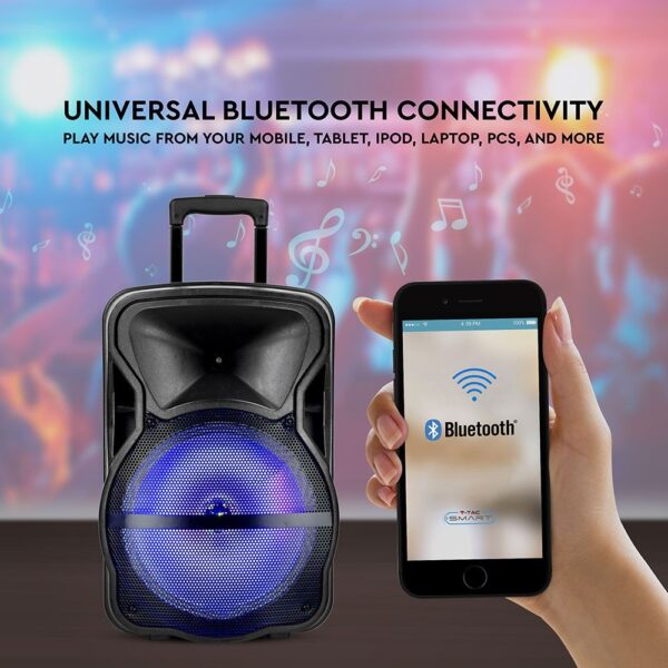 Φορητό Ασύρματο Ηχείο Bluetooth 50W Μπαταρία 2200mAh RGB LED Τηλεχειριστήριο & Ασύρματο Μικρόφωνο Καραόκε V-TAC Μαύρο – 7738