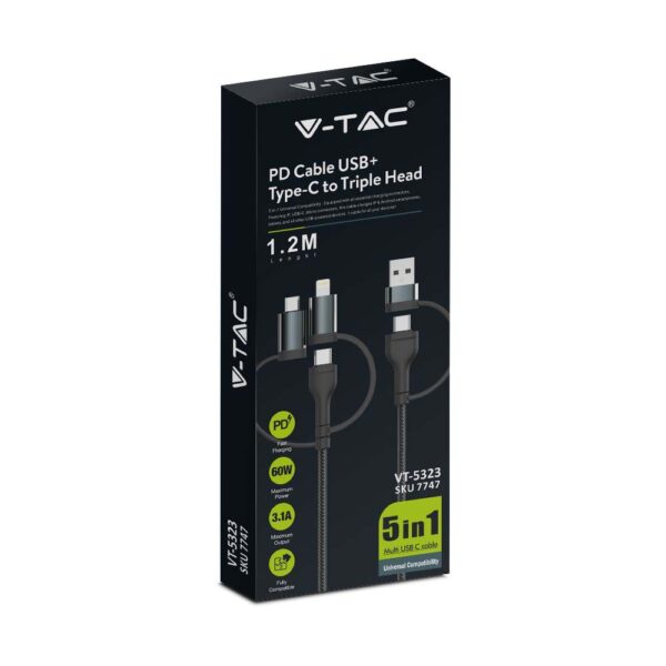 5IN1 Καλώδιο Φόρτισης 1.2m   V-TAC – 7747
