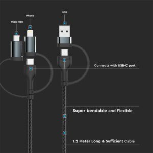 5IN1 Καλώδιο Φόρτισης 1.2m   V-TAC – 7747