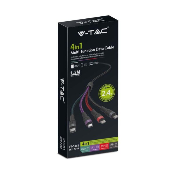4IN1 Καλώδιο Φόρτισης 1.2m   V-TAC – 7748