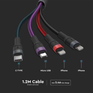 4IN1 Καλώδιο Φόρτισης 1.2m   V-TAC – 7748