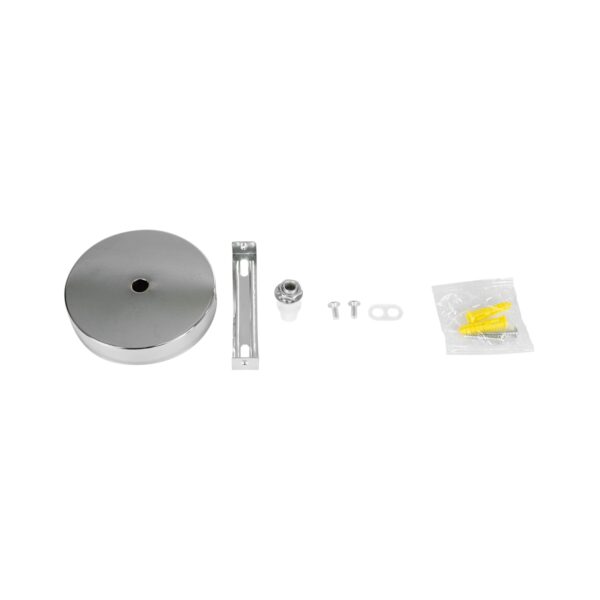 GloboStar® DIY 77502 Επιτοίχια Στρογγυλή Ροζέτα – Βάση για 1 Κρεμαστό Φωτιστικό – Φ10 x Υ2cm – Χρώμιο / Νίκελ – Μεταλλικό – 5 Χρόνια Εγγύηση