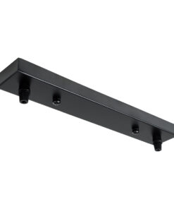 GloboStar® 77521 Ροζέτα Φωτιστικού Μαύρη Ορθογώνια με 2 Τρύπες Μ30 x Π5 x Υ2cm