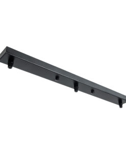 GloboStar® 77523 Ροζέτα Φωτιστικού Μαύρη Ορθογώνια με 3 Τρύπες Μ50 x Π5 x Υ2cm