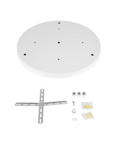 GloboStar® DIY 77540 Επιτοίχια Στρογγυλή Ροζέτα – Βάση για 3 Κρεμαστά Φωτιστικά – Φ40 x Υ3cm – Λευκό – Μεταλλικό – 5 Χρόνια Εγγύηση