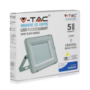 LED Προβολέας 150W V-TAC PRO Samsung Chip Γκρι 100° 18000lm Αδιάβροχος IP65 Φυσικό Λευκό 4000K – 776