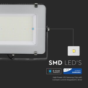 LED Προβολέας 200W V-TAC PRO Samsung Chip Μαύρος 100° 23000lm Αδιάβροχος IP65 Φυσικό 4000K – 21778