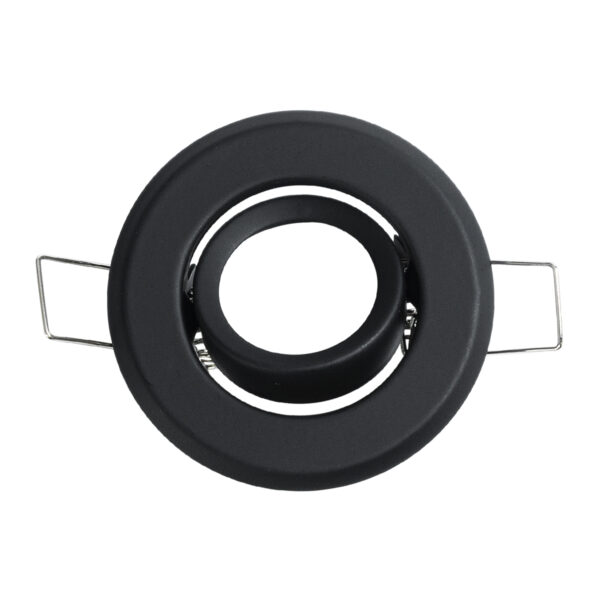 GloboStar® DELTA 77801 Χωνευτό Κινούμενο Στρόγγυλο Σποτ Οροφής για Λάμπα MR11 με Βάση GU5.3 ή GU10 – IP20 – Μεταλλικό – Φ70 x Υ21mm – Μαύρο – 5 Χρόνια Εγγύηση