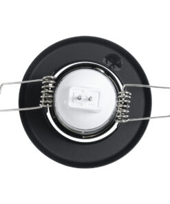 GloboStar® DELTA 77801 Χωνευτό Κινούμενο Στρόγγυλο Σποτ Οροφής για Λάμπα MR11 με Βάση GU5.3 ή GU10 – IP20 – Μεταλλικό – Φ70 x Υ21mm – Μαύρο – 5 Χρόνια Εγγύηση