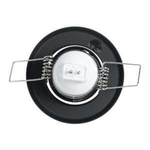 GloboStar® DELTA 77801 Χωνευτό Κινούμενο Στρόγγυλο Σποτ Οροφής για Λάμπα MR11 με Βάση GU5.3 ή GU10 – IP20 – Μεταλλικό – Φ70 x Υ21mm – Μαύρο – 5 Χρόνια Εγγύηση