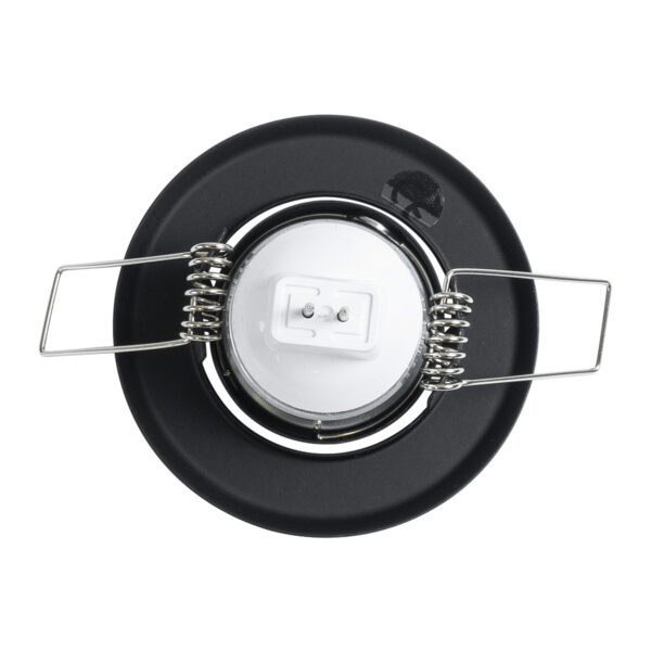 GloboStar® DELTA 77801 Χωνευτό Κινούμενο Στρόγγυλο Σποτ Οροφής για Λάμπα MR11 με Βάση GU5.3 ή GU10 – IP20 – Μεταλλικό – Φ70 x Υ21mm – Μαύρο – 5 Χρόνια Εγγύηση