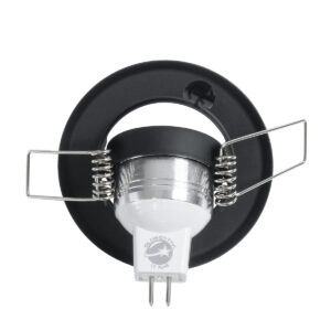 GloboStar® DELTA 77801 Χωνευτό Κινούμενο Στρόγγυλο Σποτ Οροφής για Λάμπα MR11 με Βάση GU5.3 ή GU10 – IP20 – Μεταλλικό – Φ70 x Υ21mm – Μαύρο – 5 Χρόνια Εγγύηση