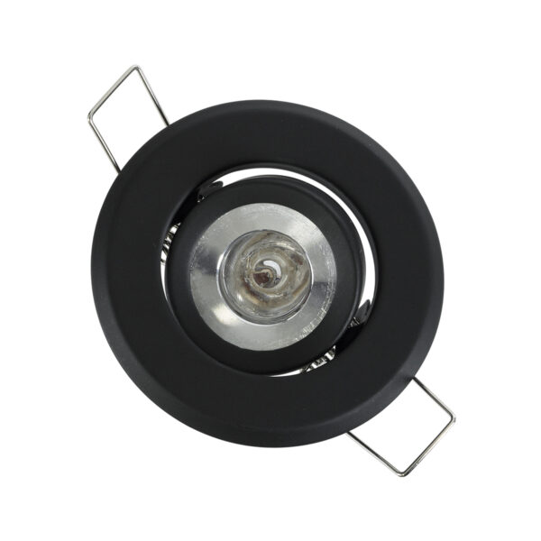 GloboStar® DELTA 77801 Χωνευτό Κινούμενο Στρόγγυλο Σποτ Οροφής για Λάμπα MR11 με Βάση GU5.3 ή GU10 – IP20 – Μεταλλικό – Φ70 x Υ21mm – Μαύρο – 5 Χρόνια Εγγύηση