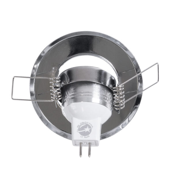 GloboStar® DELTA 77803 Χωνευτό Κινούμενο Στρόγγυλο Σποτ Οροφής για Λάμπα MR11 με Βάση GU5.3 ή GU10 – IP20 – Μεταλλικό – Φ70 x Υ21mm – Χρώμιο Νίκελ – 5 Χρόνια Εγγύηση