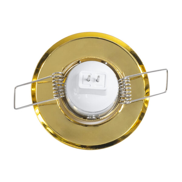 GloboStar® DELTA 77804 Χωνευτό Κινούμενο Στρόγγυλο Σποτ Οροφής για Λάμπα MR11 με Βάση GU5.3 ή GU10 – IP20 – Μεταλλικό – Φ70 x Υ21mm – Χρυσό Πλατίνα – 5 Χρόνια Εγγύηση