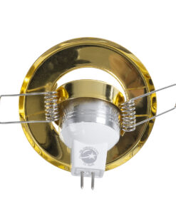 GloboStar® DELTA 77804 Χωνευτό Κινούμενο Στρόγγυλο Σποτ Οροφής για Λάμπα MR11 με Βάση GU5.3 ή GU10 – IP20 – Μεταλλικό – Φ70 x Υ21mm – Χρυσό Πλατίνα – 5 Χρόνια Εγγύηση