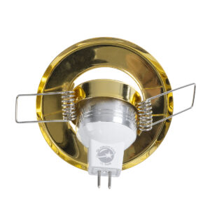 GloboStar® DELTA 77804 Χωνευτό Κινούμενο Στρόγγυλο Σποτ Οροφής για Λάμπα MR11 με Βάση GU5.3 ή GU10 – IP20 – Μεταλλικό – Φ70 x Υ21mm – Χρυσό Πλατίνα – 5 Χρόνια Εγγύηση