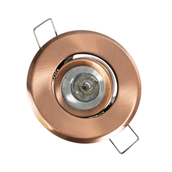 GloboStar® DELTA 77805 Χωνευτό Κινούμενο Στρόγγυλο Σποτ Οροφής για Λάμπα MR11 με Βάση GU5.3 ή GU10 – IP20 – Μεταλλικό – Φ70 x Υ21mm – Χάλκινο – 5 Χρόνια Εγγύηση