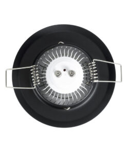 GloboStar® DELTA 77808 Χωνευτό Στρόγγυλο Σποτ Οροφής για Λάμπα MR16 με Βάση GU5.3 ή GU10 – IP20 – Μεταλλικό – Φ83 x Υ31mm – Μαύρο – 5 Χρόνια Εγγύηση