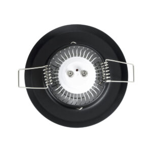 GloboStar® DELTA 77808 Χωνευτό Στρόγγυλο Σποτ Οροφής για Λάμπα MR16 με Βάση GU5.3 ή GU10 – IP20 – Μεταλλικό – Φ83 x Υ31mm – Μαύρο – 5 Χρόνια Εγγύηση