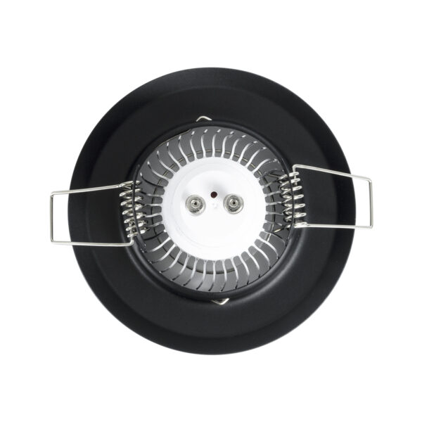GloboStar® DELTA 77808 Χωνευτό Στρόγγυλο Σποτ Οροφής για Λάμπα MR16 με Βάση GU5.3 ή GU10 – IP20 – Μεταλλικό – Φ83 x Υ31mm – Μαύρο – 5 Χρόνια Εγγύηση