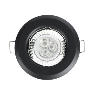 GloboStar® DELTA 77808 Χωνευτό Στρόγγυλο Σποτ Οροφής για Λάμπα MR16 με Βάση GU5.3 ή GU10 – IP20 – Μεταλλικό – Φ83 x Υ31mm – Μαύρο – 5 Χρόνια Εγγύηση