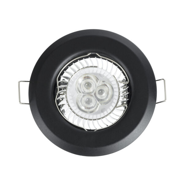 GloboStar® DELTA 77808 Χωνευτό Στρόγγυλο Σποτ Οροφής για Λάμπα MR16 με Βάση GU5.3 ή GU10 – IP20 – Μεταλλικό – Φ83 x Υ31mm – Μαύρο – 5 Χρόνια Εγγύηση