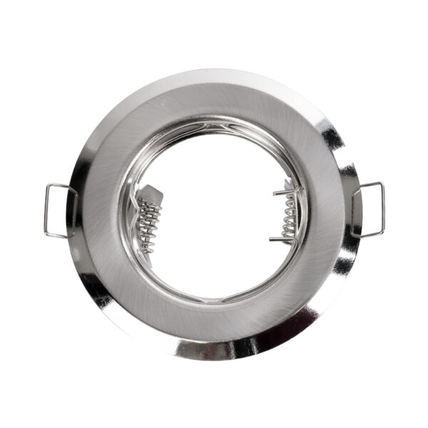 GloboStar® DELTA 77809 Χωνευτό Στρόγγυλο Σποτ Οροφής για Λάμπα MR16 με Βάση GU5.3 ή GU10 – IP20 – Μεταλλικό – Φ83 x Υ31mm – Νίκελ Ματ – 5 Χρόνια Εγγύηση