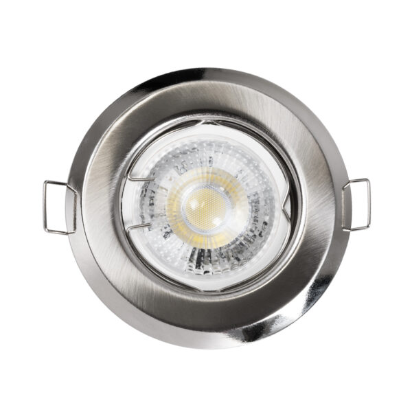 GloboStar® DELTA 77809 Χωνευτό Στρόγγυλο Σποτ Οροφής για Λάμπα MR16 με Βάση GU5.3 ή GU10 – IP20 – Μεταλλικό – Φ83 x Υ31mm – Νίκελ Ματ – 5 Χρόνια Εγγύηση