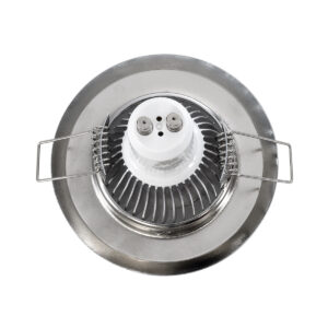 GloboStar® DELTA 77810 Χωνευτό Στρόγγυλο Σποτ Οροφής για Λάμπα MR16 με Βάση GU5.3 ή GU10 – IP20 – Μεταλλικό – Φ83 x Υ31mm – Χρώμιο Νίκελ – 5 Χρόνια Εγγύηση