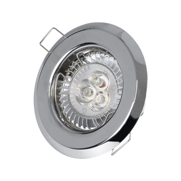 GloboStar® DELTA 77810 Χωνευτό Στρόγγυλο Σποτ Οροφής για Λάμπα MR16 με Βάση GU5.3 ή GU10 – IP20 – Μεταλλικό – Φ83 x Υ31mm – Χρώμιο Νίκελ – 5 Χρόνια Εγγύηση