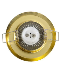 GloboStar® DELTA 77811 Χωνευτό Στρόγγυλο Σποτ Οροφής για Λάμπα MR16 με Βάση GU5.3 ή GU10 – IP20 – Μεταλλικό – Φ83 x Υ31mm – Χρυσό Πλατίνα – 5 Χρόνια Εγγύηση