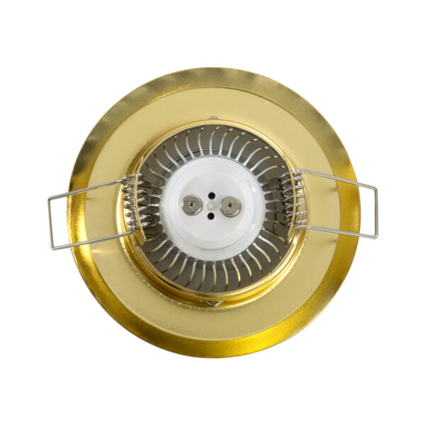 GloboStar® DELTA 77811 Χωνευτό Στρόγγυλο Σποτ Οροφής για Λάμπα MR16 με Βάση GU5.3 ή GU10 – IP20 – Μεταλλικό – Φ83 x Υ31mm – Χρυσό Πλατίνα – 5 Χρόνια Εγγύηση