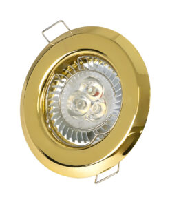 GloboStar® DELTA 77811 Χωνευτό Στρόγγυλο Σποτ Οροφής για Λάμπα MR16 με Βάση GU5.3 ή GU10 – IP20 – Μεταλλικό – Φ83 x Υ31mm – Χρυσό Πλατίνα – 5 Χρόνια Εγγύηση